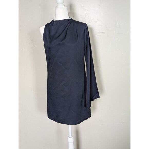 DO+BE Dress Womens Medium Asymmetrical Lined One Shoulder Drape Sleeve‎ Mini - Picture 4 of 10